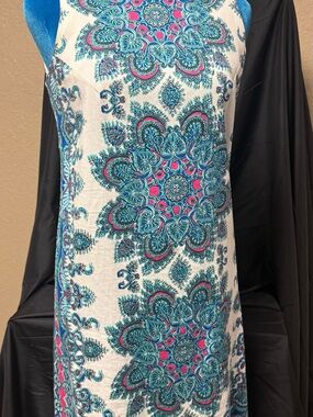 Young Ladies Boho Medallion Mini Dress - Blue & White